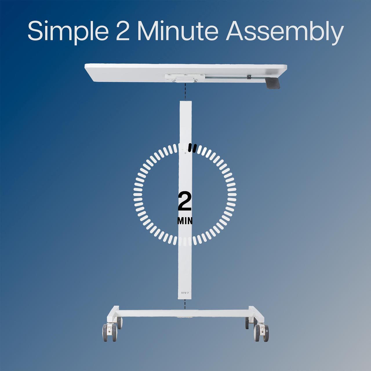 Alt view image 6 of 7 - VIVO White 28" Pneumatic Mobile Workstation Cart, Sit-Stand Laptop Desk