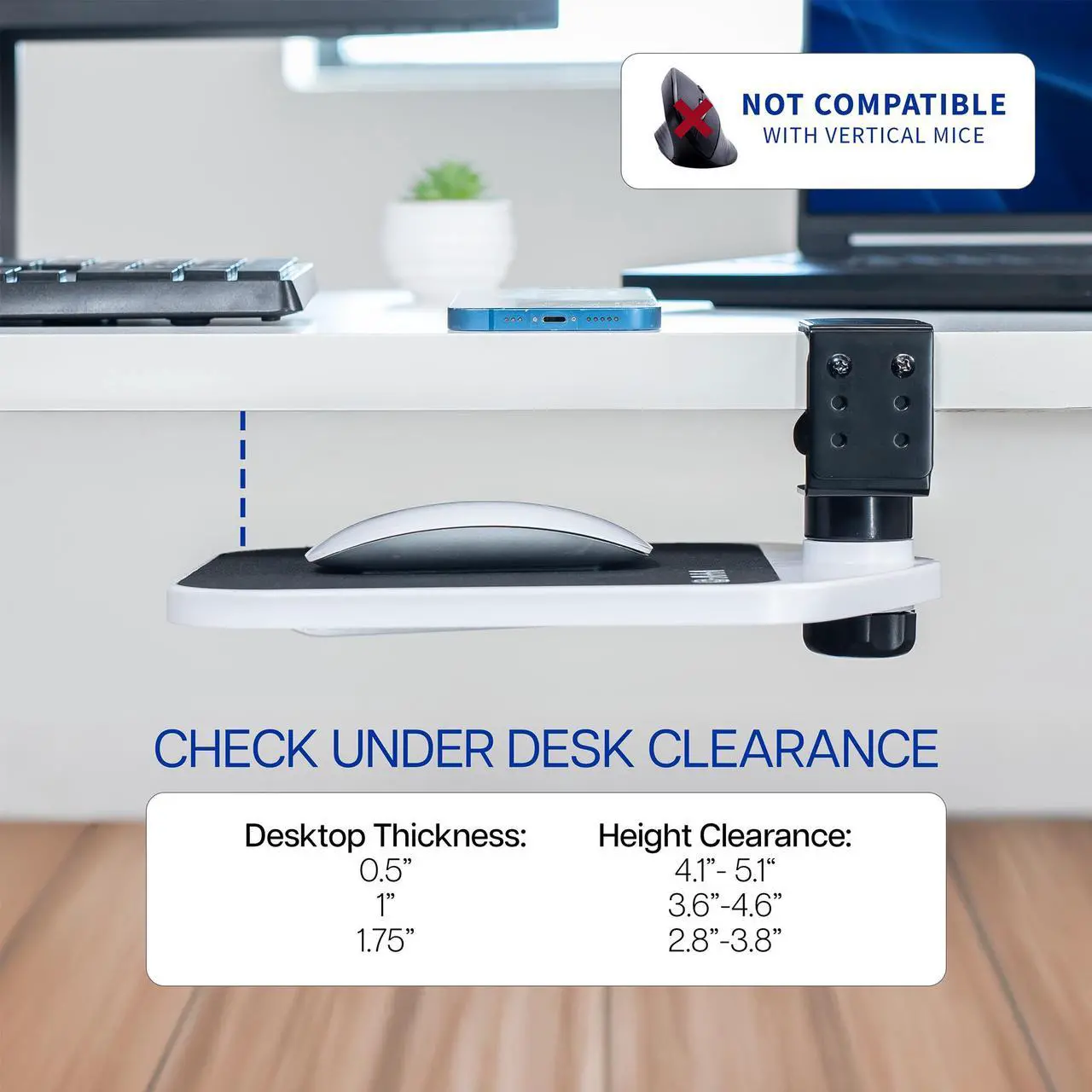 Alt view image 4 of 7 - VIVO White Rotating Desk Clamp Adjustable Computer Mouse Pad and Device Holder
