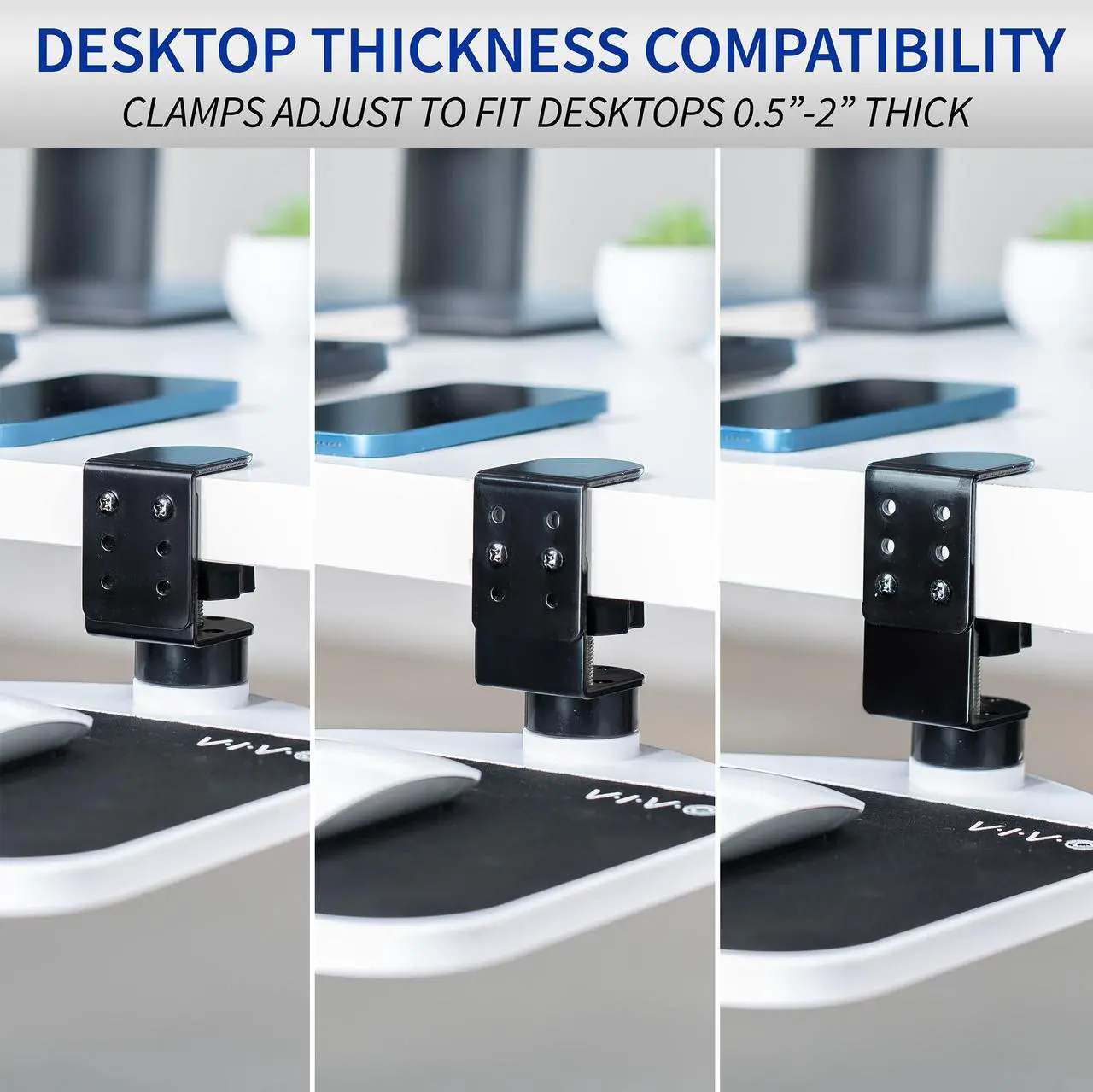 Alt view image 6 of 7 - VIVO White Rotating Desk Clamp Adjustable Computer Mouse Pad and Device Holder