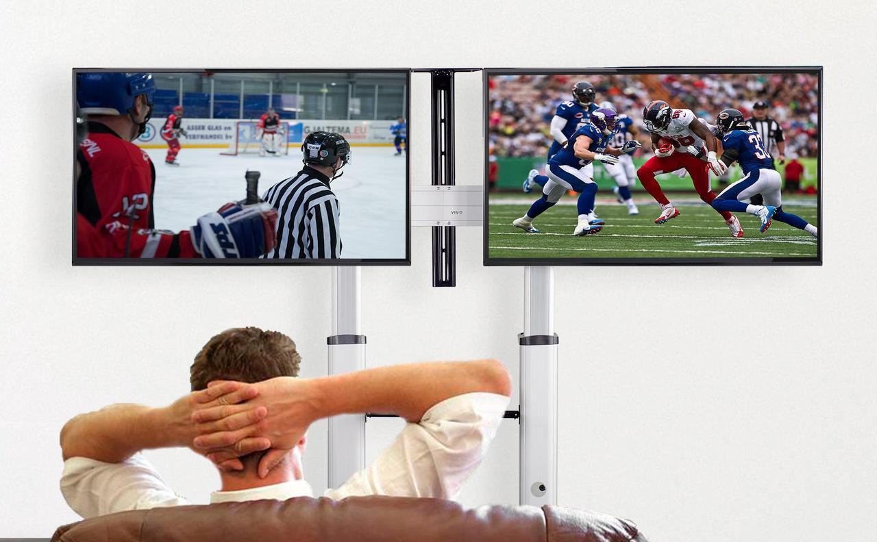 Alt view image 6 of 7 - VIVO Ultra Heavy Duty Mobile Rolling TV Stand for Flat Screens 32" to 70" | Adjustable Dual TV Cart Mount (STAND-TV12H)