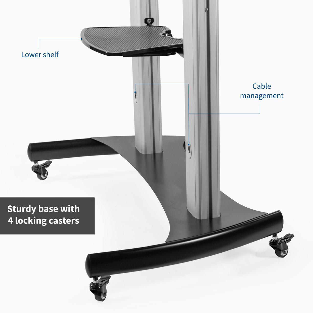 Alt view image 7 of 7 - VIVO Ultra Heavy Duty Mobile Rolling TV Stand for Flat Screens 32" to 70" | Adjustable Dual TV Cart Mount (STAND-TV12H)