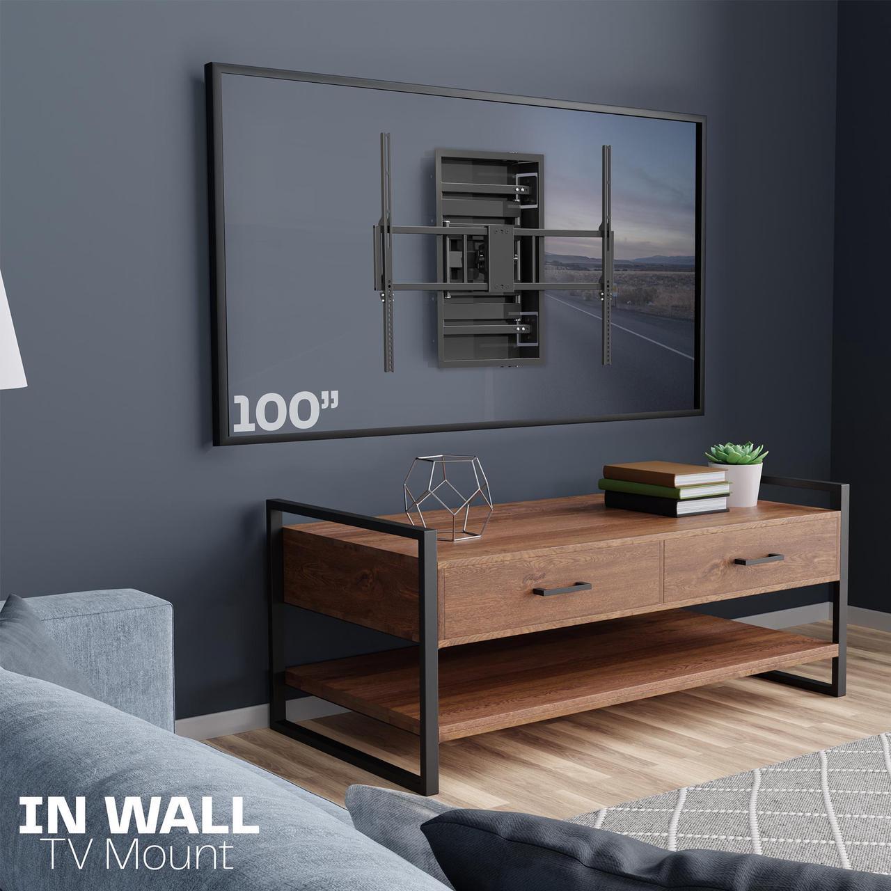 Alt view image 2 of 7 - VIVO Premium Recessed In-Wall TV Mount for up to 100" LED LCD Screens, Ultra Low Profile