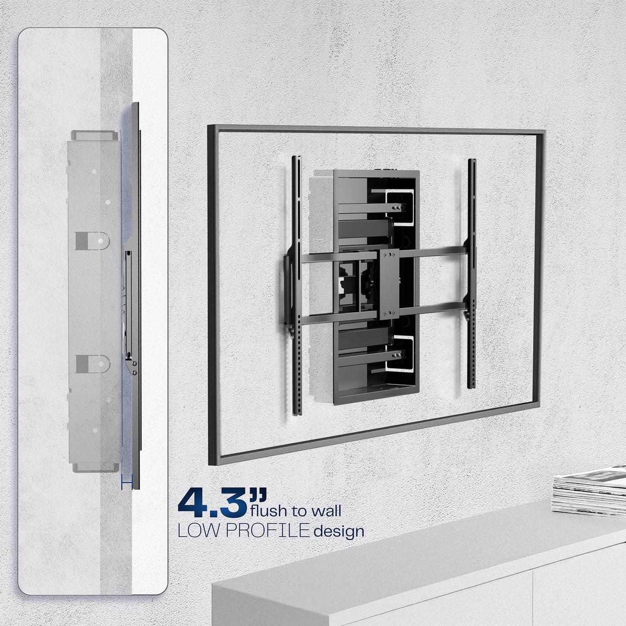 Alt view image 4 of 7 - VIVO Premium Recessed In-Wall TV Mount for up to 100" LED LCD Screens, Ultra Low Profile