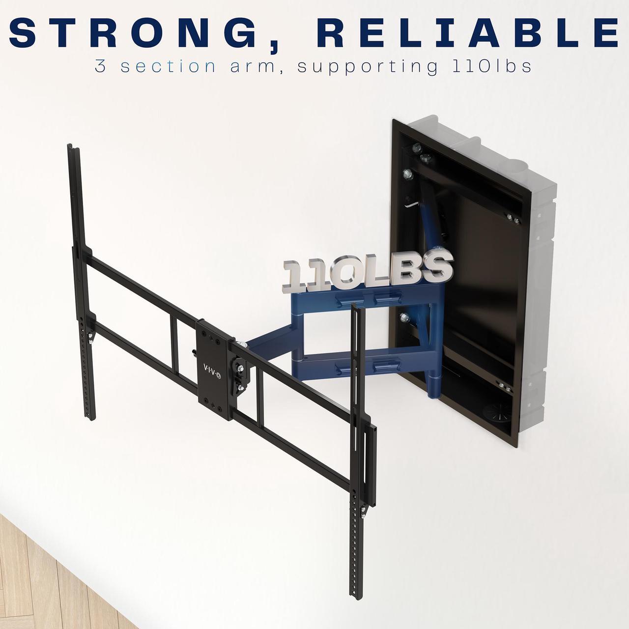 Alt view image 7 of 7 - VIVO Premium Recessed In-Wall TV Mount for up to 100" LED LCD Screens, Ultra Low Profile