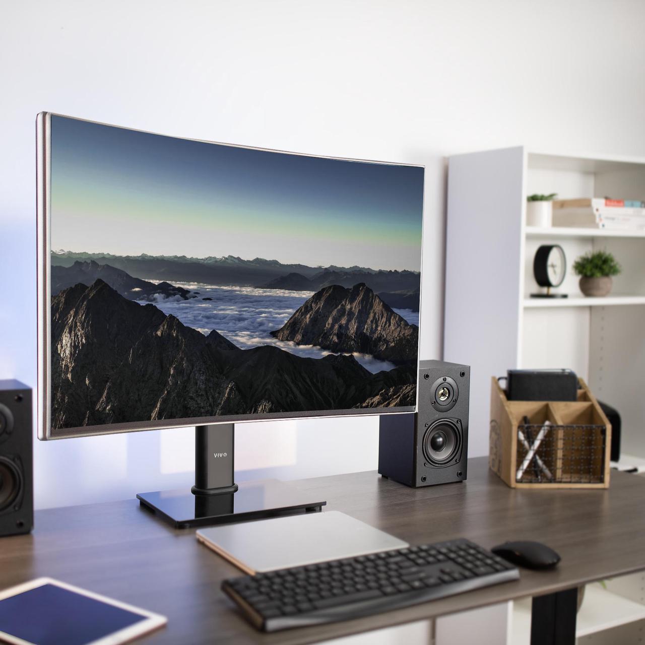 Alt view image 2 of 7 - VIVO Single Monitor Mount Adjustable Rotating Stand, Fits 1 Screen up to 38"