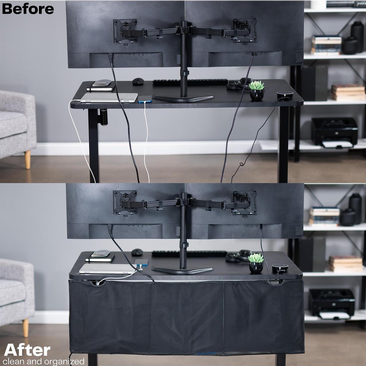 Alt view image 2 of 7 - VIVO Black Under Desk Privacy & Cable Management Sleeve Panel 48" Kit