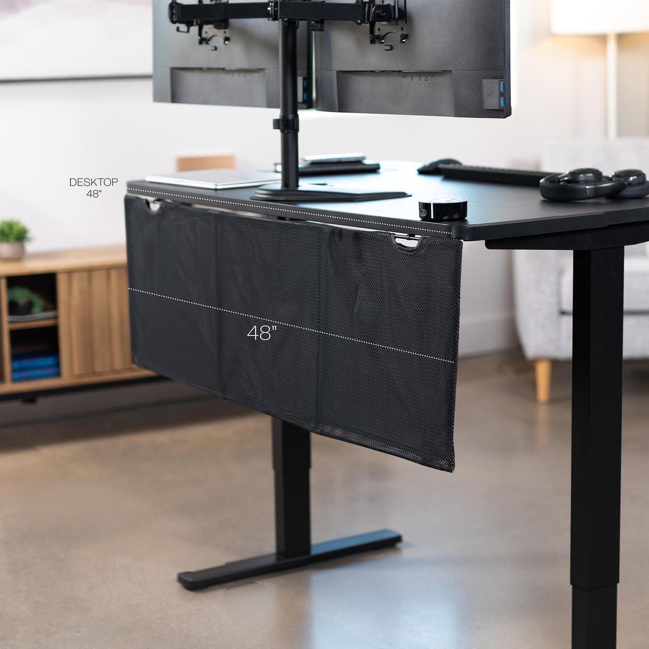 Alt view image 4 of 7 - VIVO Black Under Desk Privacy & Cable Management Sleeve Panel 48" Kit