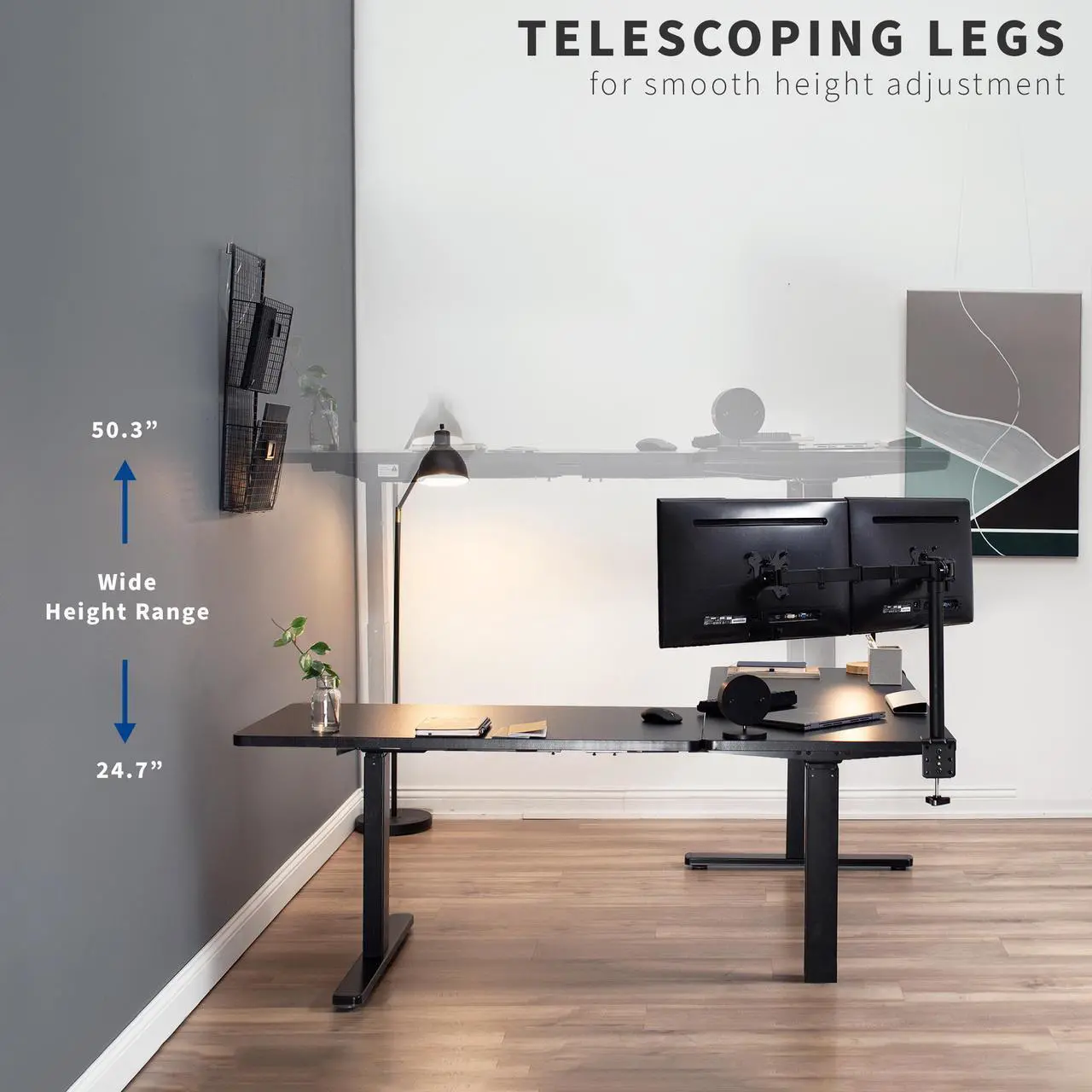 VIVO Electric Stand Up Corner Desk - Thumbnail 3