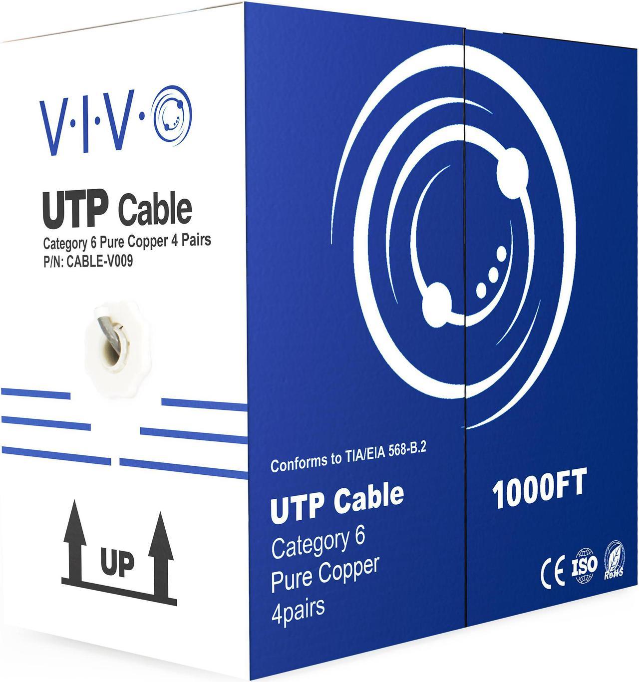 VIVO Grey 1,000ft bulk Cat6 Ethernet Cable 23 AWG / Wire UTP Pull Box 1000 ft Cat-6 Copper (CABLE-V009)