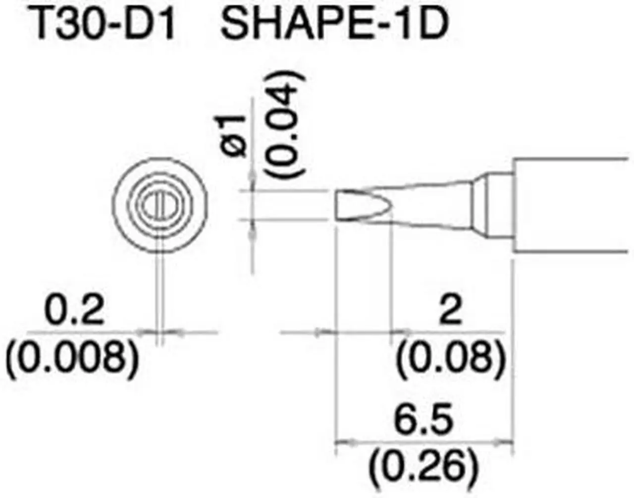 Main image of HAKKO T30-D1 Solder Tip,0.03 in. x 0.25 in.,Chisel