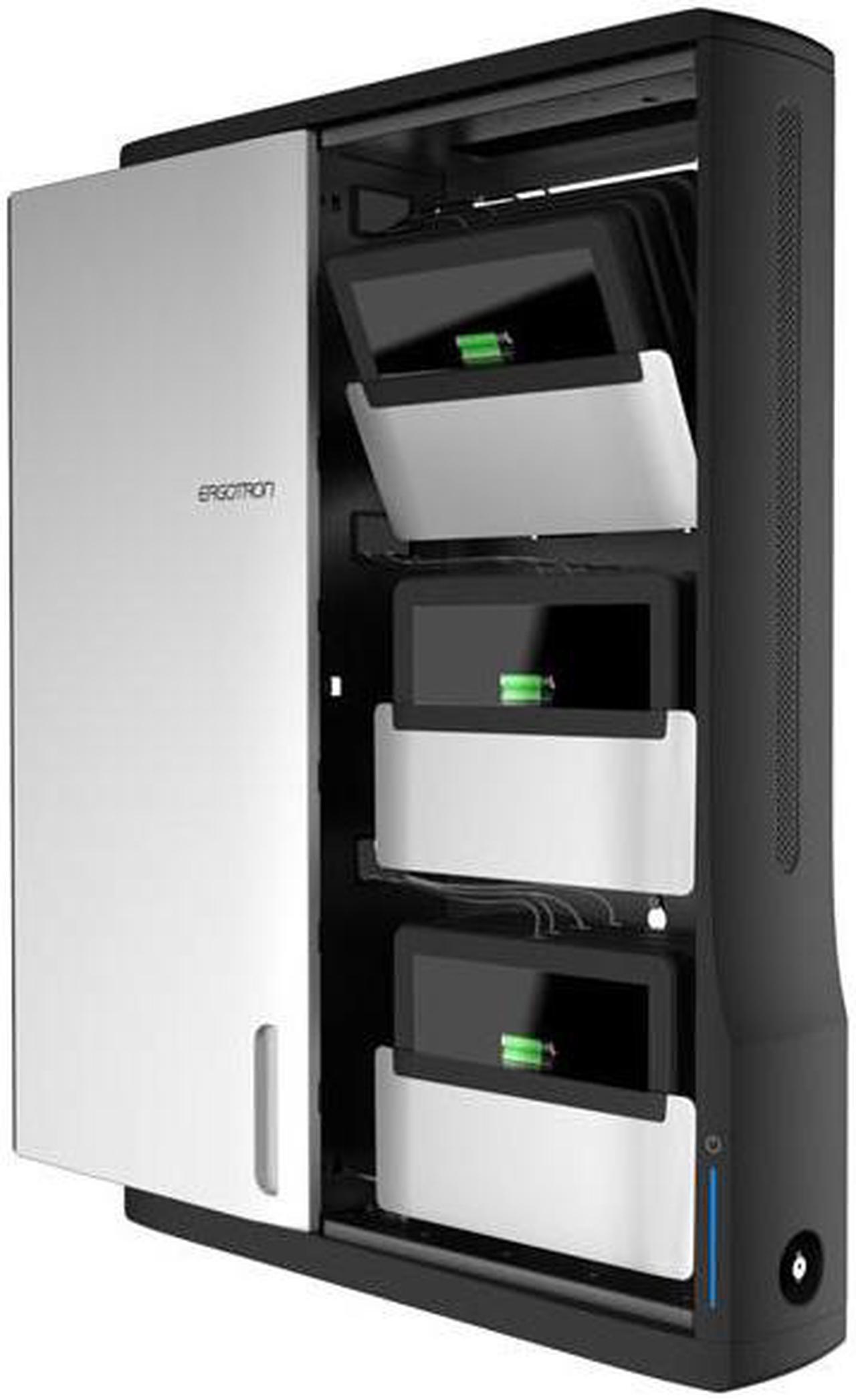 Alt view image 4 of 11 - Ergotron Zip12 Charging Wall Cabinet - Up to 12" Screen Support - 44.40 lb Load Capacity - 35.6" Height x 26.4" Width x 5.9" Depth - Wall Mountable - Steel - Black, Silver