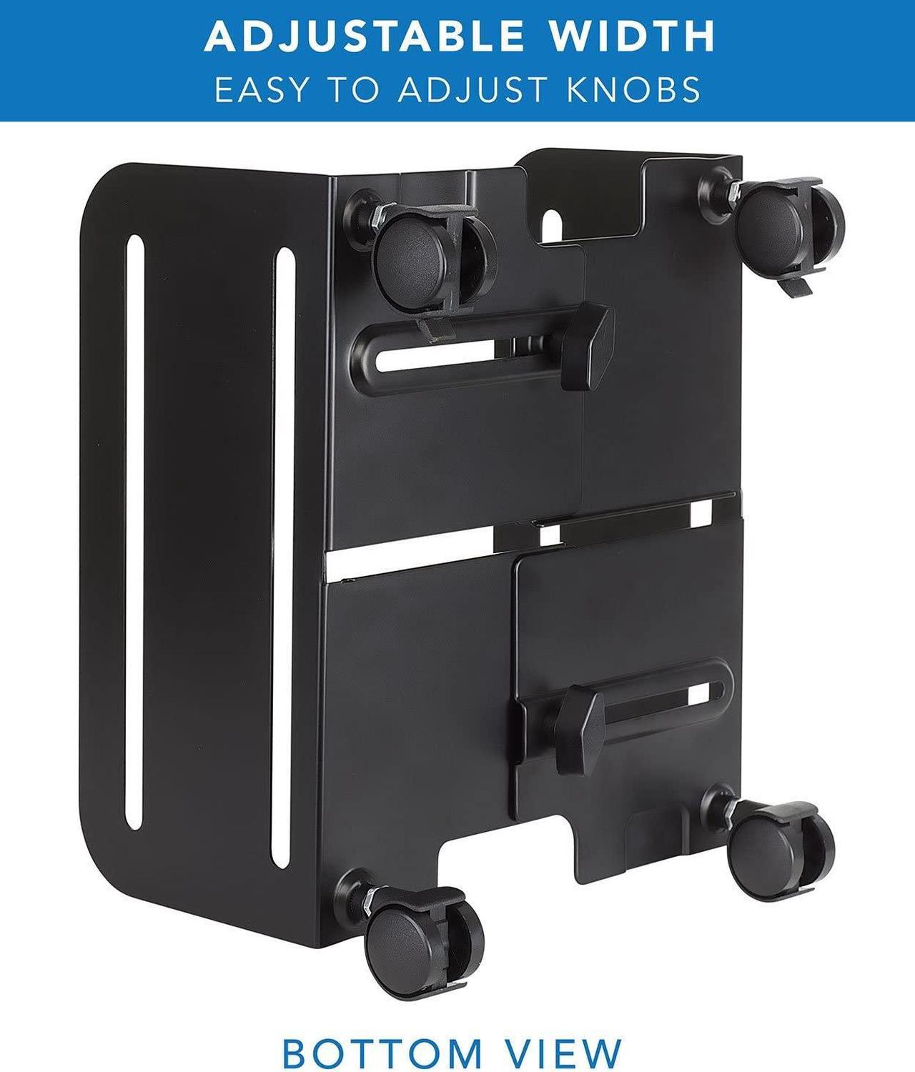 Alt view image 2 of 11 - Mount-It! Rolling CPU Stand with Wheels, Heavy Duty Desktop Computer Tower Cart with Ventilation and Adjustable Width from 4.87 to 8.5 Inches, Steel