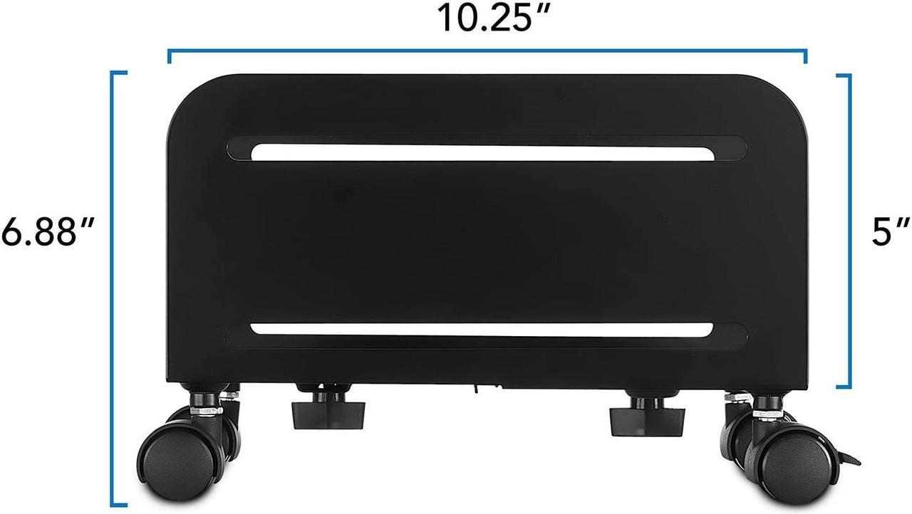 Alt view image 4 of 11 - Mount-It! Rolling CPU Stand with Wheels, Heavy Duty Desktop Computer Tower Cart with Ventilation and Adjustable Width from 4.87 to 8.5 Inches, Steel