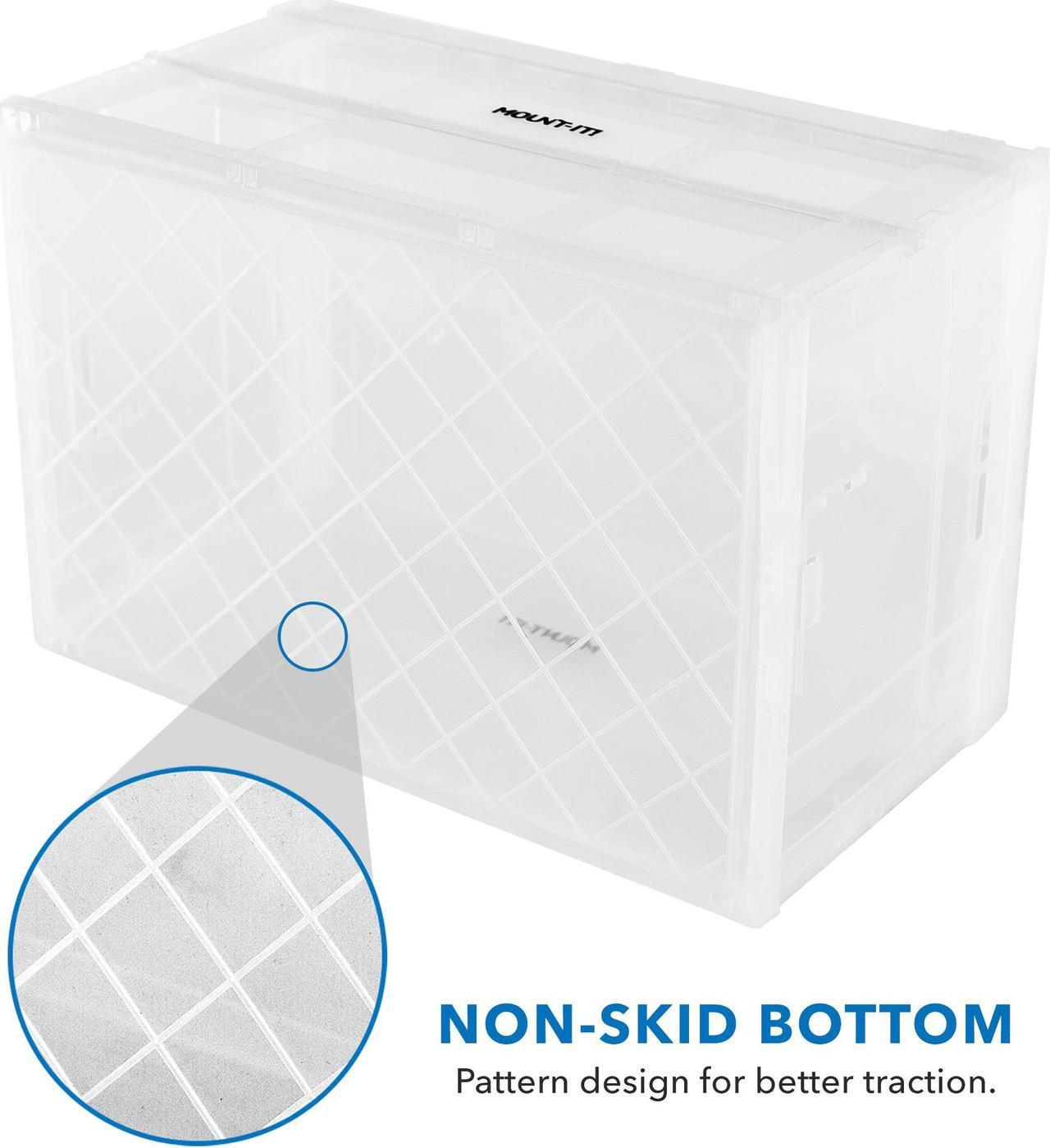 Alt view image 4 of 12 - Mount-It! Collapsible Crate for Storage | Folding Plastic Container with Attached Lid | 65L Liter Capacity