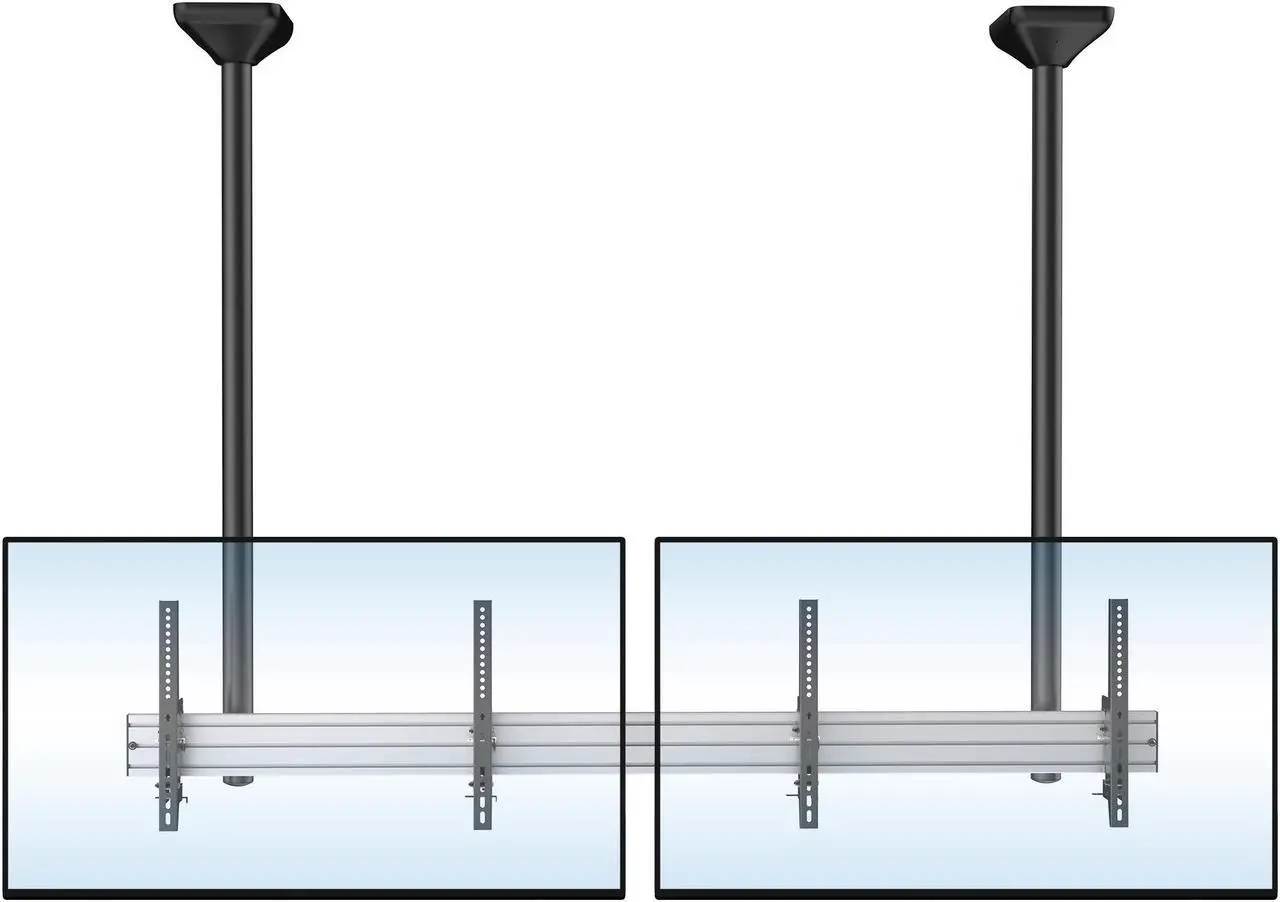 Alt view image 2 of 5 - Mount-It! Digital Signage Ceiling Mount for Two Screens | Ceiling Mount | Fits 45" to 55" Screen Size TVs | Anti-Theft