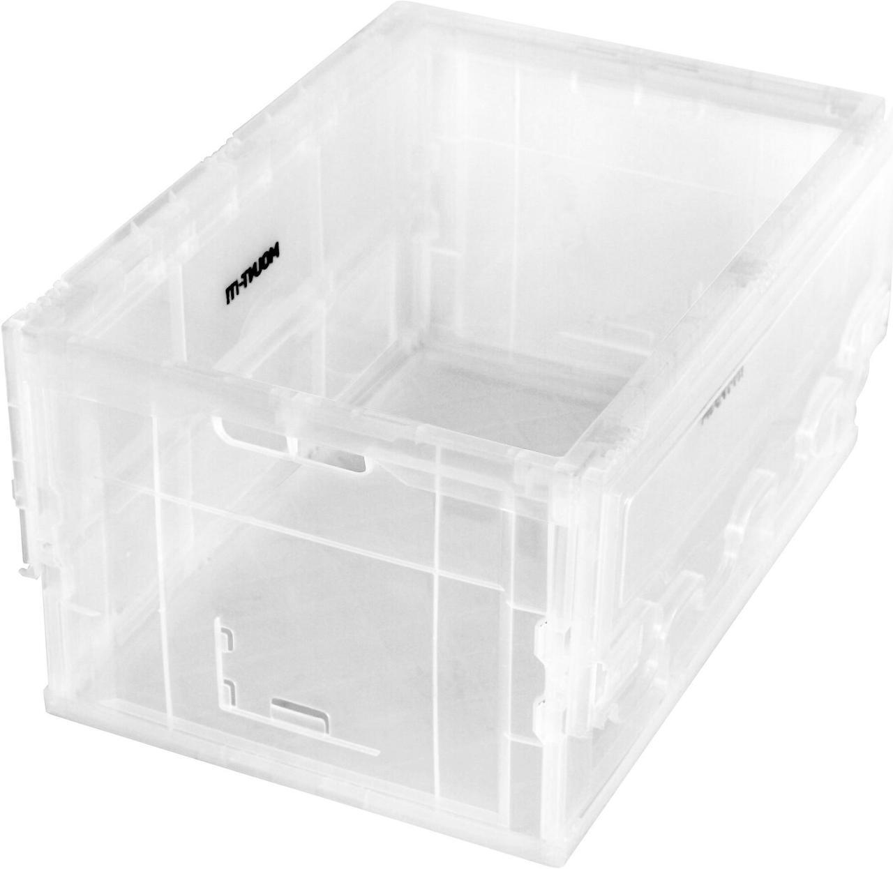Main image of Mount-It! Collapsible Crate for Storage | Folding Plastic Container with Attached Lid | 65L Liter Capacity