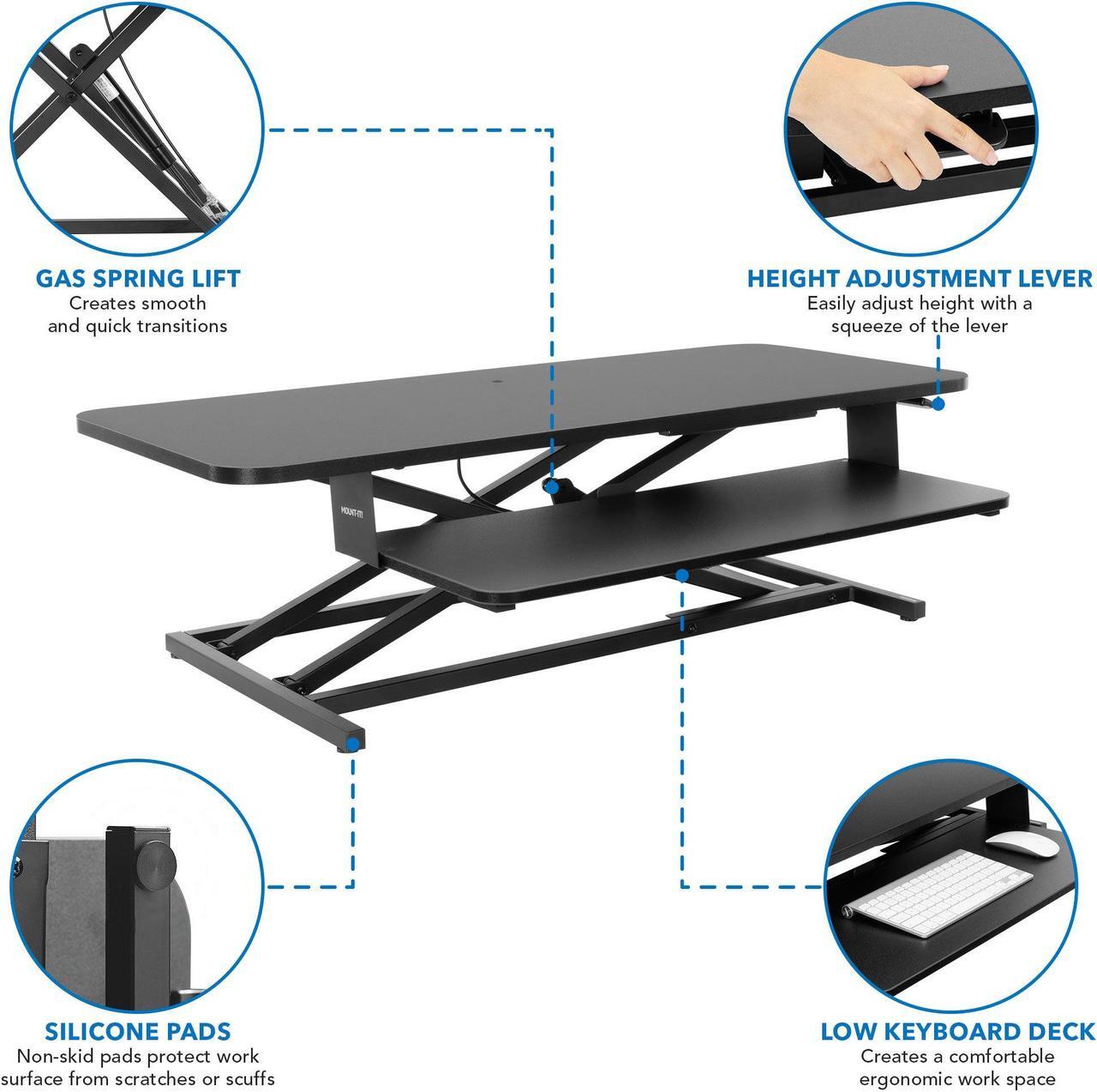 Alt view image 3 of 13 - Mount-It! 36"W Standing Desk Converter Black (MI-8050)