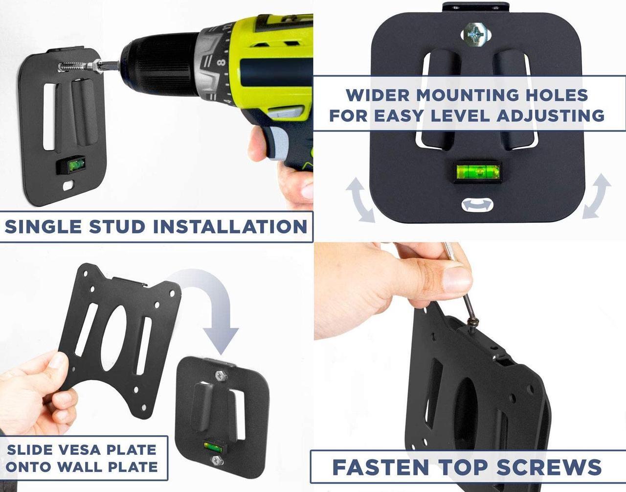 Alt view image 5 of 9 - mountit! fixed tv wall mount for 1332 lcd or led flat panel screens, 60 lbs 30 kg load capacity, vesa 75x75 mm and 100x100 mm, black