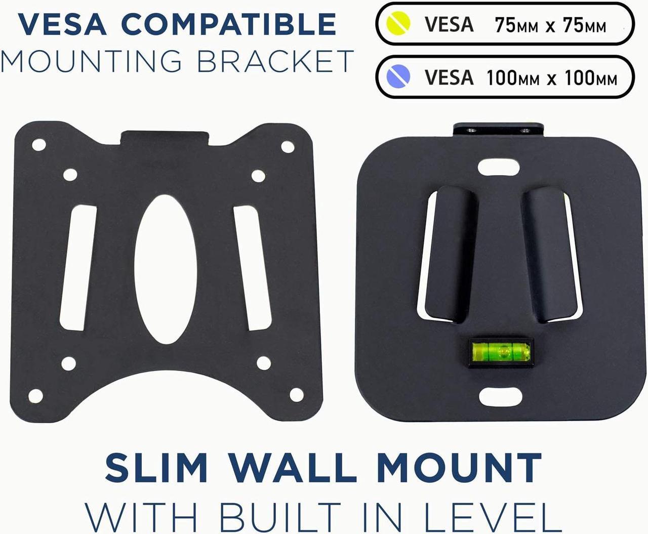 Alt view image 7 of 9 - mountit! fixed tv wall mount for 1332 lcd or led flat panel screens, 60 lbs 30 kg load capacity, vesa 75x75 mm and 100x100 mm, black