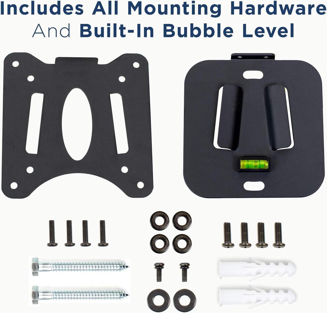 Alt view image 8 of 9 - mountit! fixed tv wall mount for 1332 lcd or led flat panel screens, 60 lbs 30 kg load capacity, vesa 75x75 mm and 100x100 mm, black