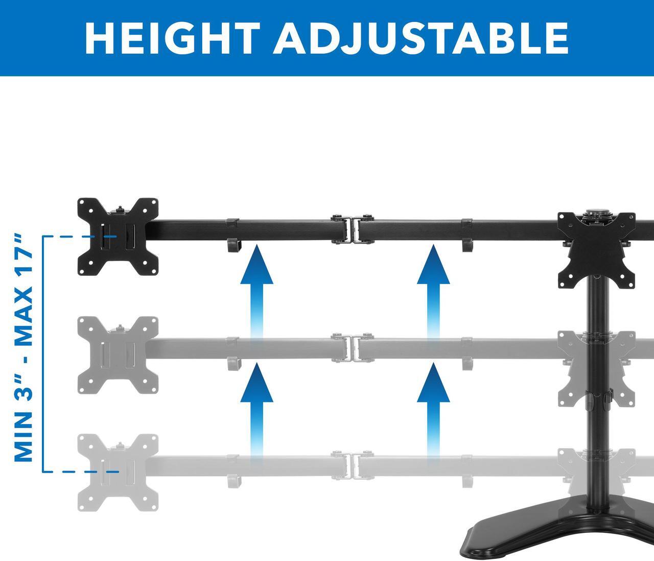 Alt view image 3 of 13 - Mount-It! Adjustable Triple Monitor Stand Up to 32" Black (MI-2789XL)