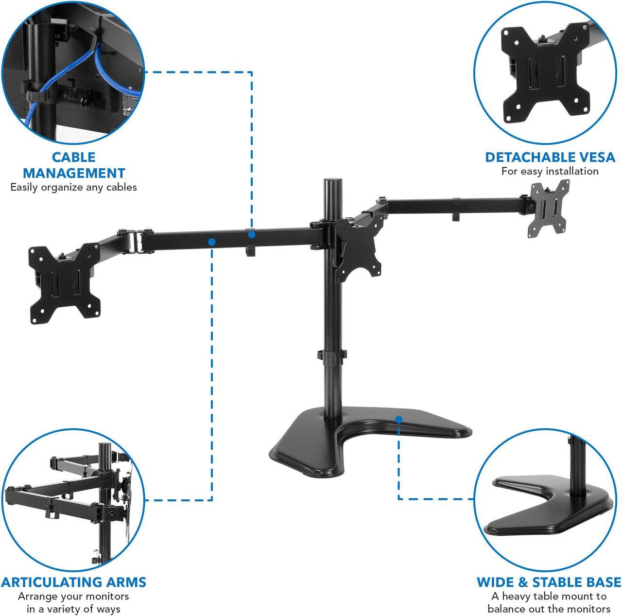 Alt view image 2 of 13 - Mount-It! Adjustable Triple Monitor Stand Up to 32" Black (MI-2789XL)