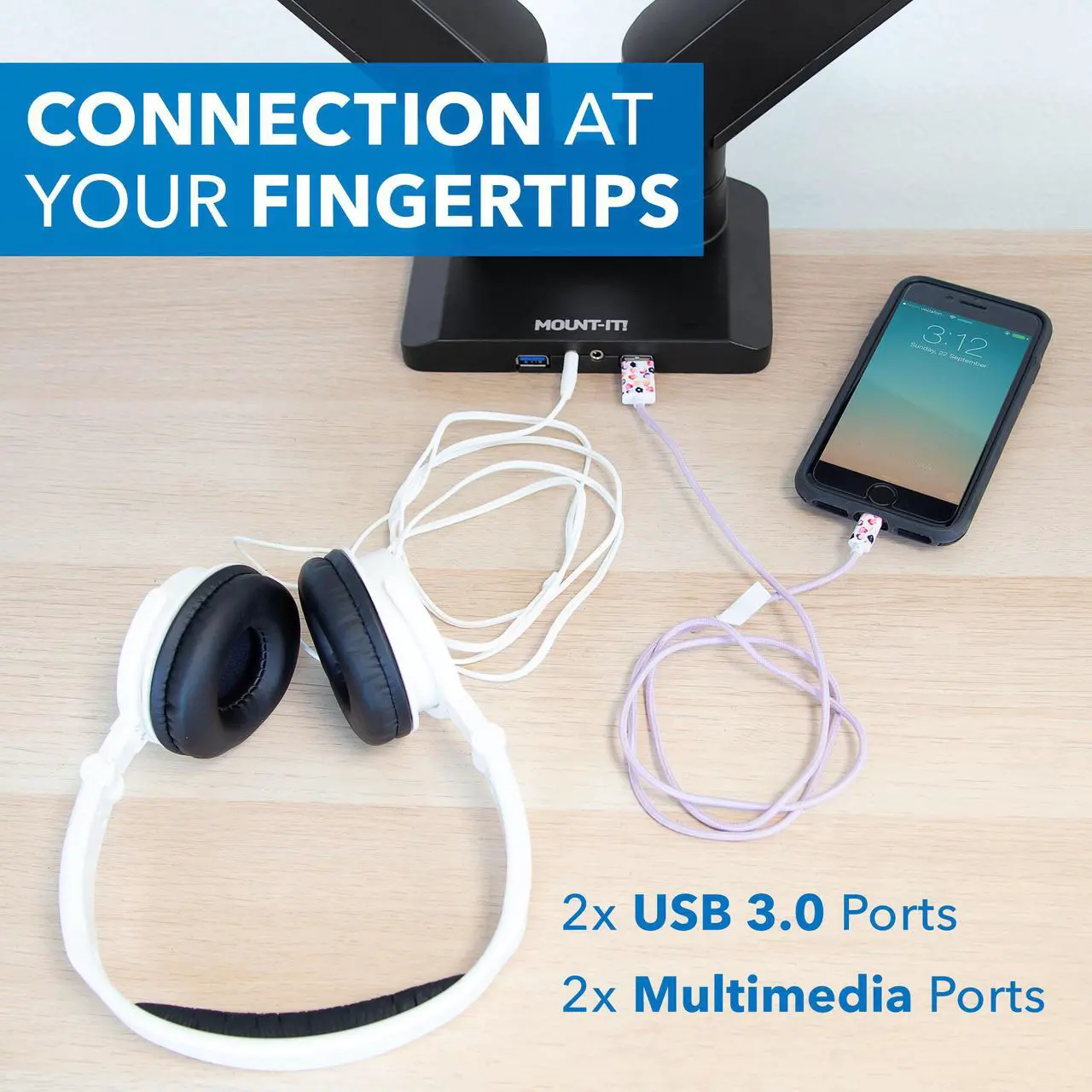 Alt view image 5 of 15 - Mount-It! Adjustable Dual-Monitor Mount Up to 35" Black (MI-4772)