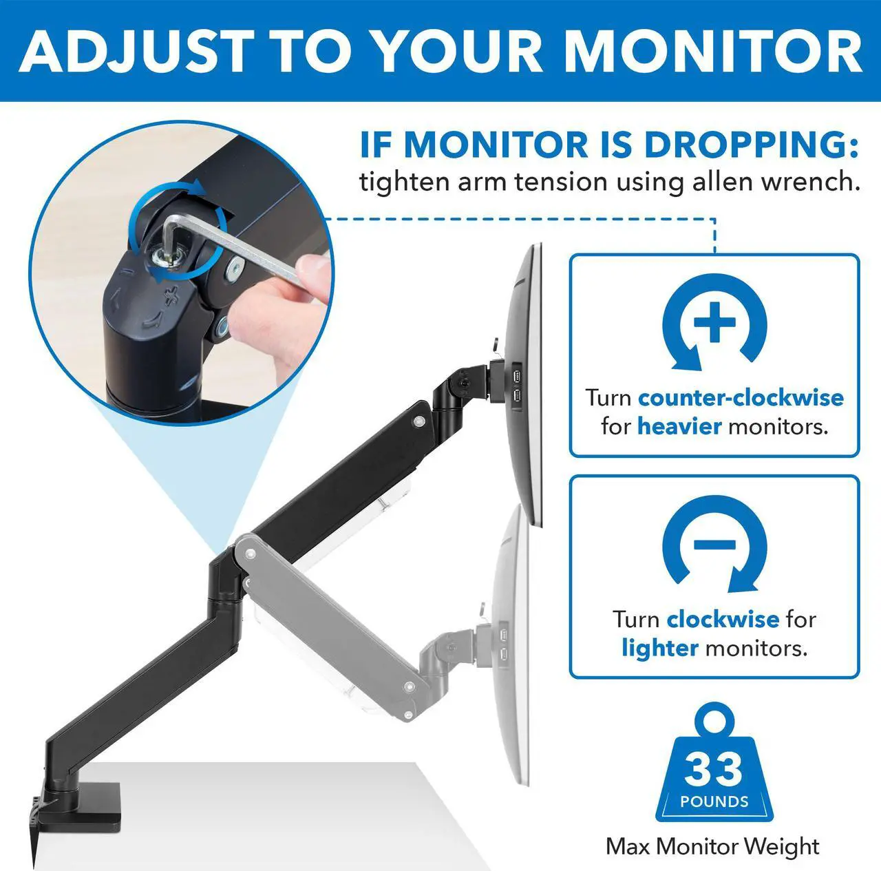 Alt view image 3 of 15 - Mount-It! Adjustable Dual-Monitor Mount Up to 35" Black (MI-4772)