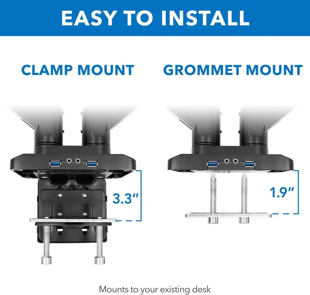 Alt view image 6 of 15 - Mount-It! Adjustable Dual-Monitor Mount Up to 35" Black (MI-4772)
