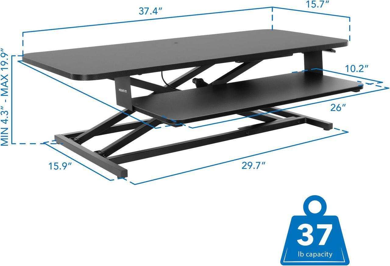 Alt view image 6 of 13 - Mount-It! 36"W Standing Desk Converter Black (MI-8050)