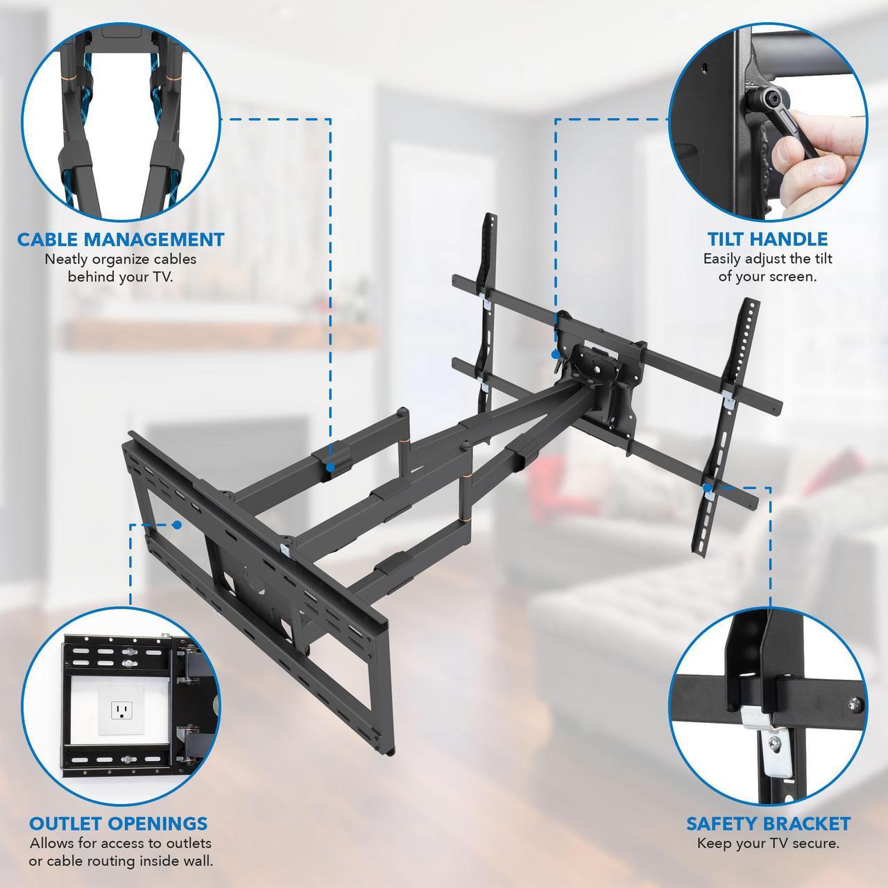 Alt view image 2 of 16 - Mount-It! Heavy Duty TV Wall Mount With Long Extension Arms | Fits 65-110 Inch TVs