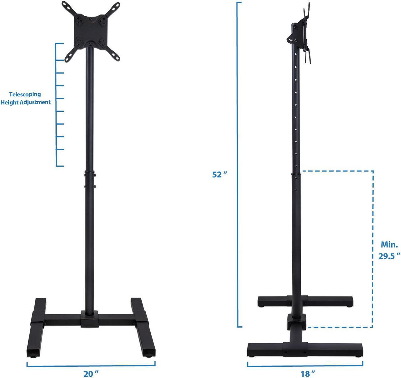 Alt view image 7 of 7 - Mount-It! Portable TV Stand Floor Standing | Fits 27-42 inch TVs | VESA 100 and 200