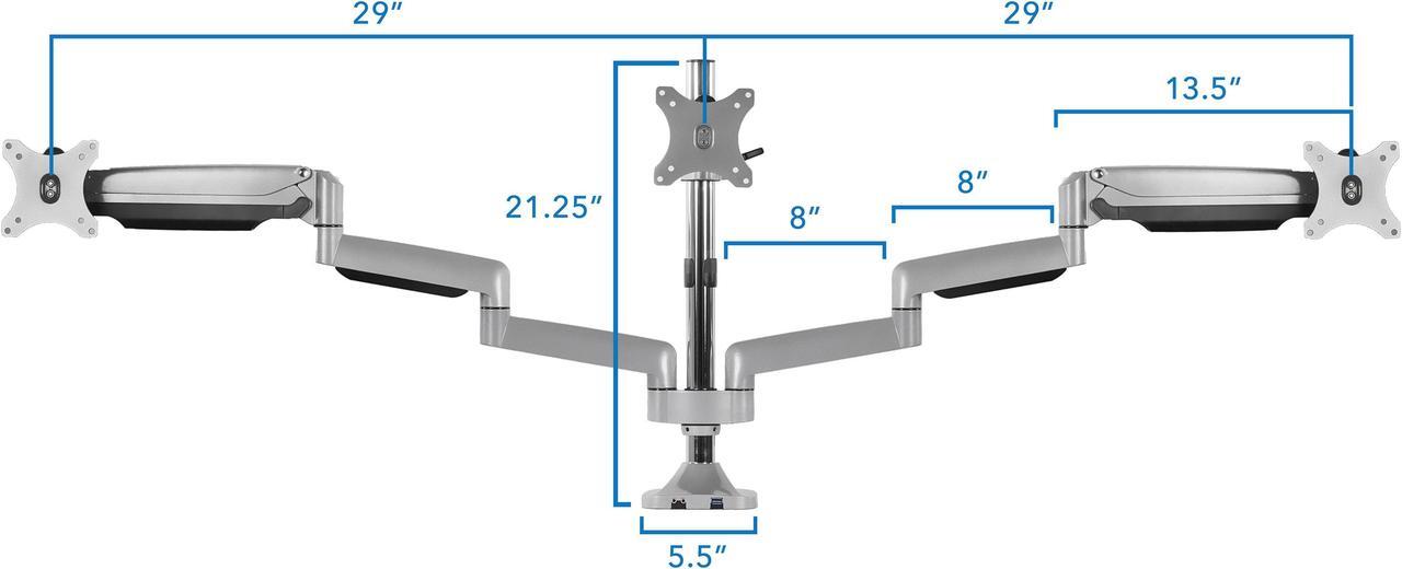 Alt view image 4 of 7 - Mount-It! Triple Monitor Mount and Clamp Keyboard Tray Bundle  | Fits 24-32 Inch Screens