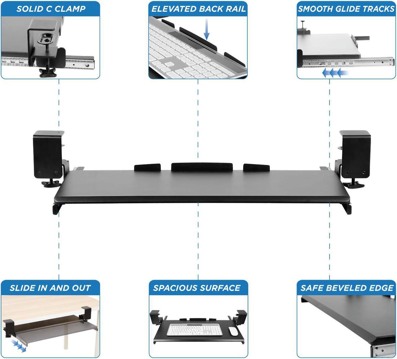 Alt view image 6 of 7 - Mount-It! Triple Monitor Mount and Clamp Keyboard Tray Bundle  | Fits 24-32 Inch Screens