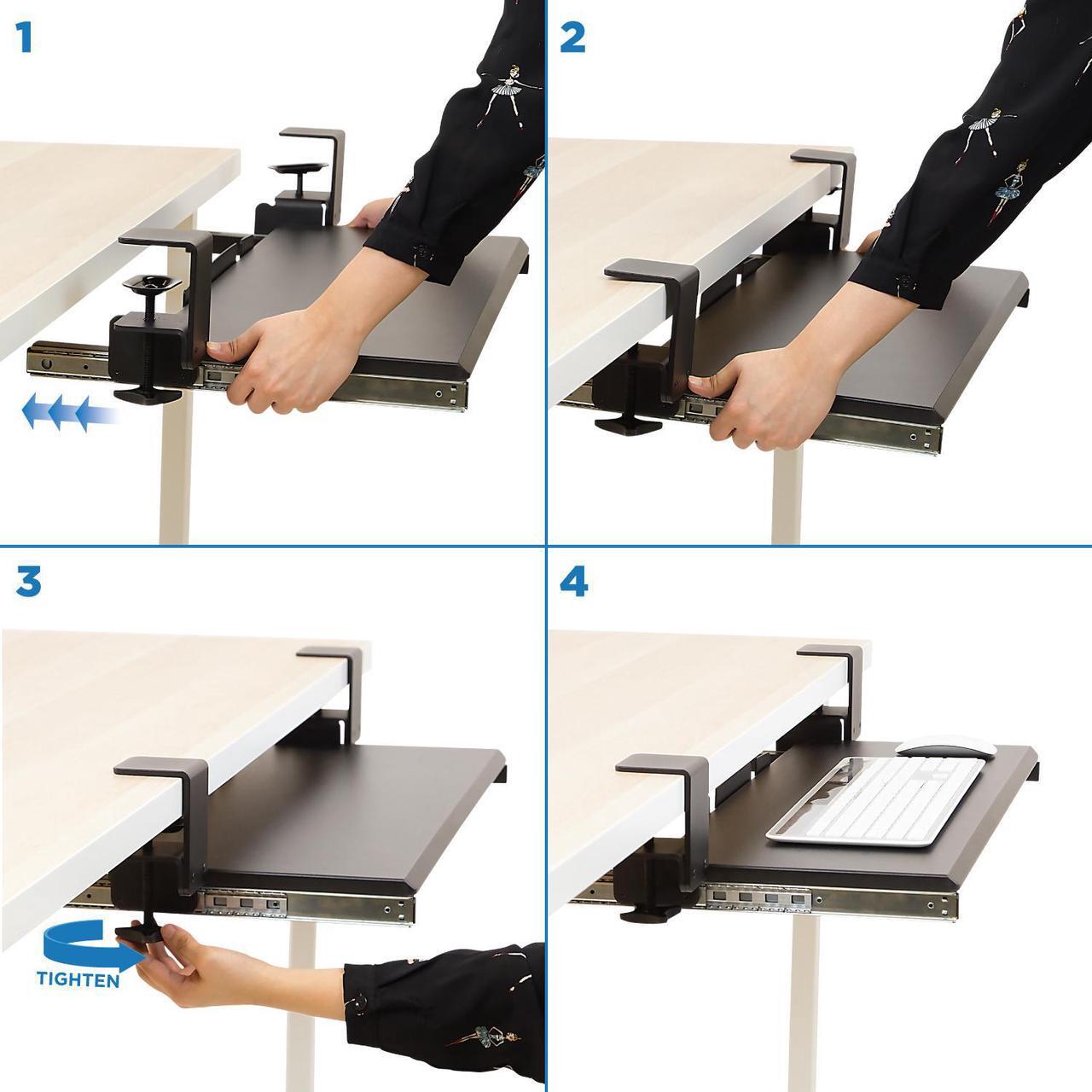 Alt view image 7 of 7 - Mount-It! Triple Monitor Mount and Clamp Keyboard Tray Bundle  | Fits 24-32 Inch Screens