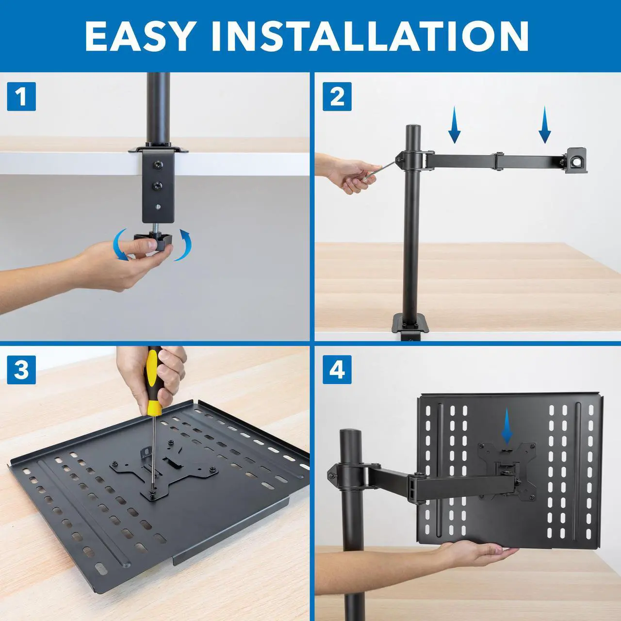Alt view image 2 of 8 - Mount-It! Full Motion Laptop Desk Mount with Cooling Tray | 17" Max Screen Size