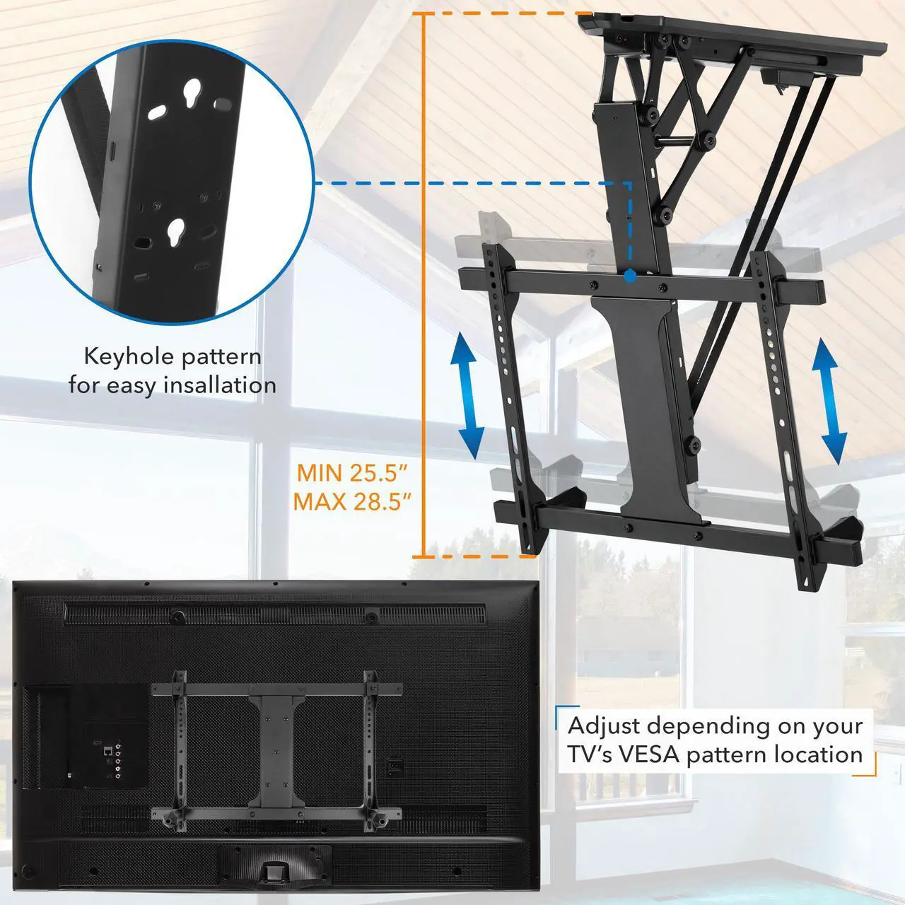 Alt view image 6 of 7 - Mount-It! Motorized Ceiling TV Mount with Remote and App Controller | 70" Max Screen Size