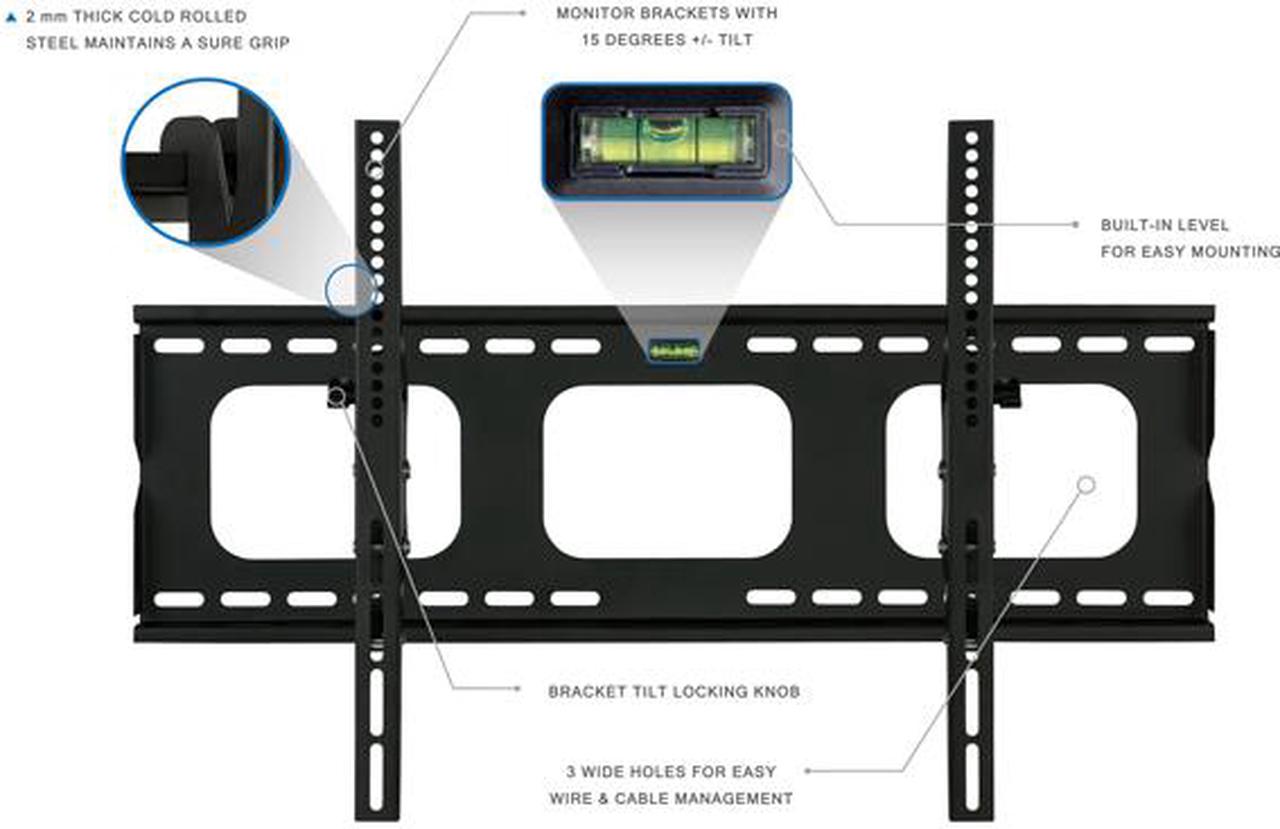 Alt view image 2 of 14 - Mount-It! Tilting TV Mount | Fits 50"-65" Flat Screen TVs | Wall Bracket VESA 750 x 450 Max