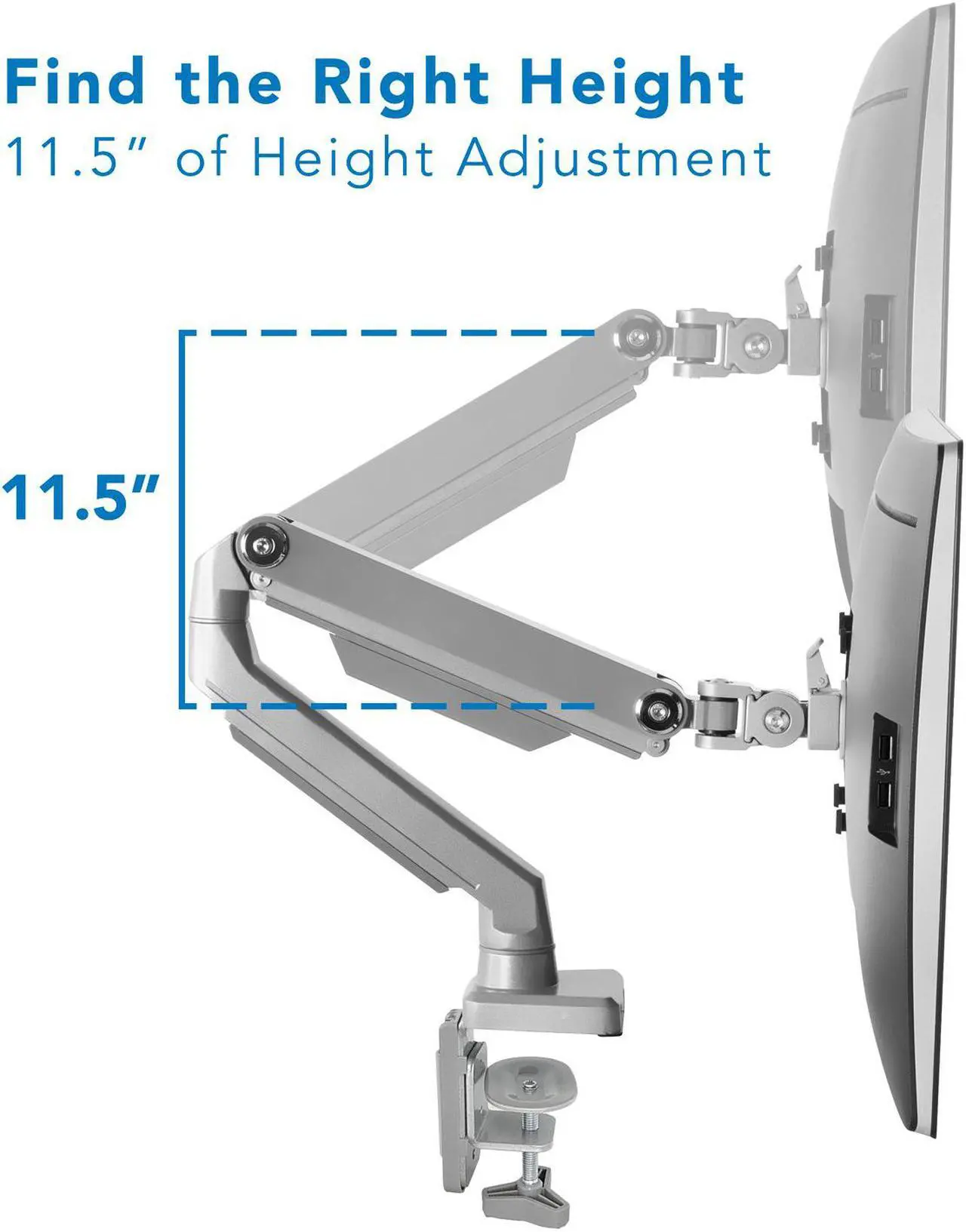 Alt view image 3 of 14 - Mount-It! Single Monitor Arm Mount | Full Motion Spring Arm | Fits Up to 32" Screens