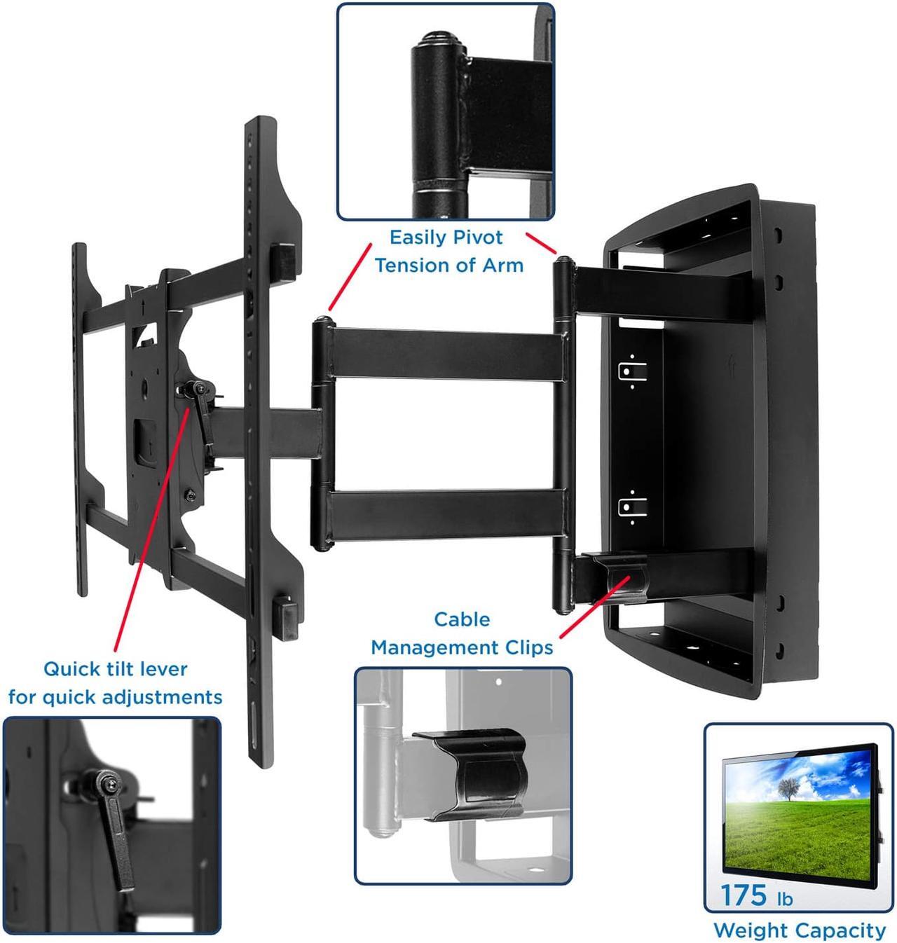 Alt view image 2 of 14 - Mount-It! Recessed TV Wall Mount | In-Wall TV Bracket for Flush Installation | Fits Screen Sizes 32-70 Inch TVs