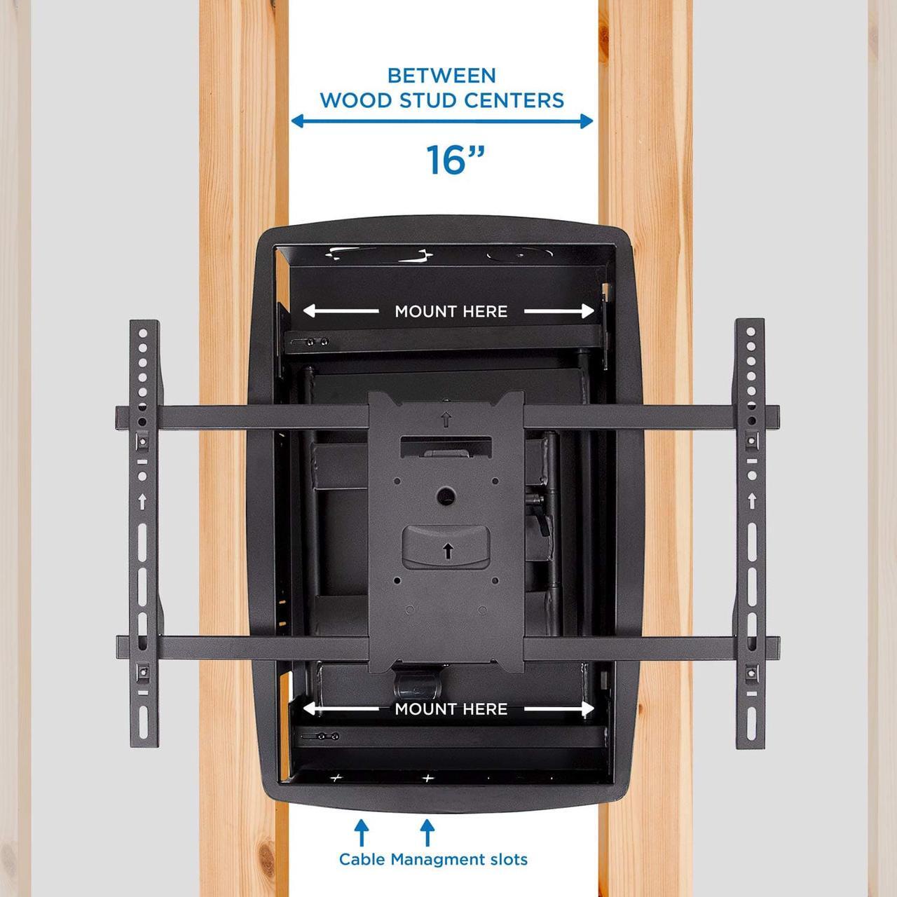 Alt view image 3 of 14 - Mount-It! Recessed TV Wall Mount | In-Wall TV Bracket for Flush Installation | Fits Screen Sizes 32-70 Inch TVs