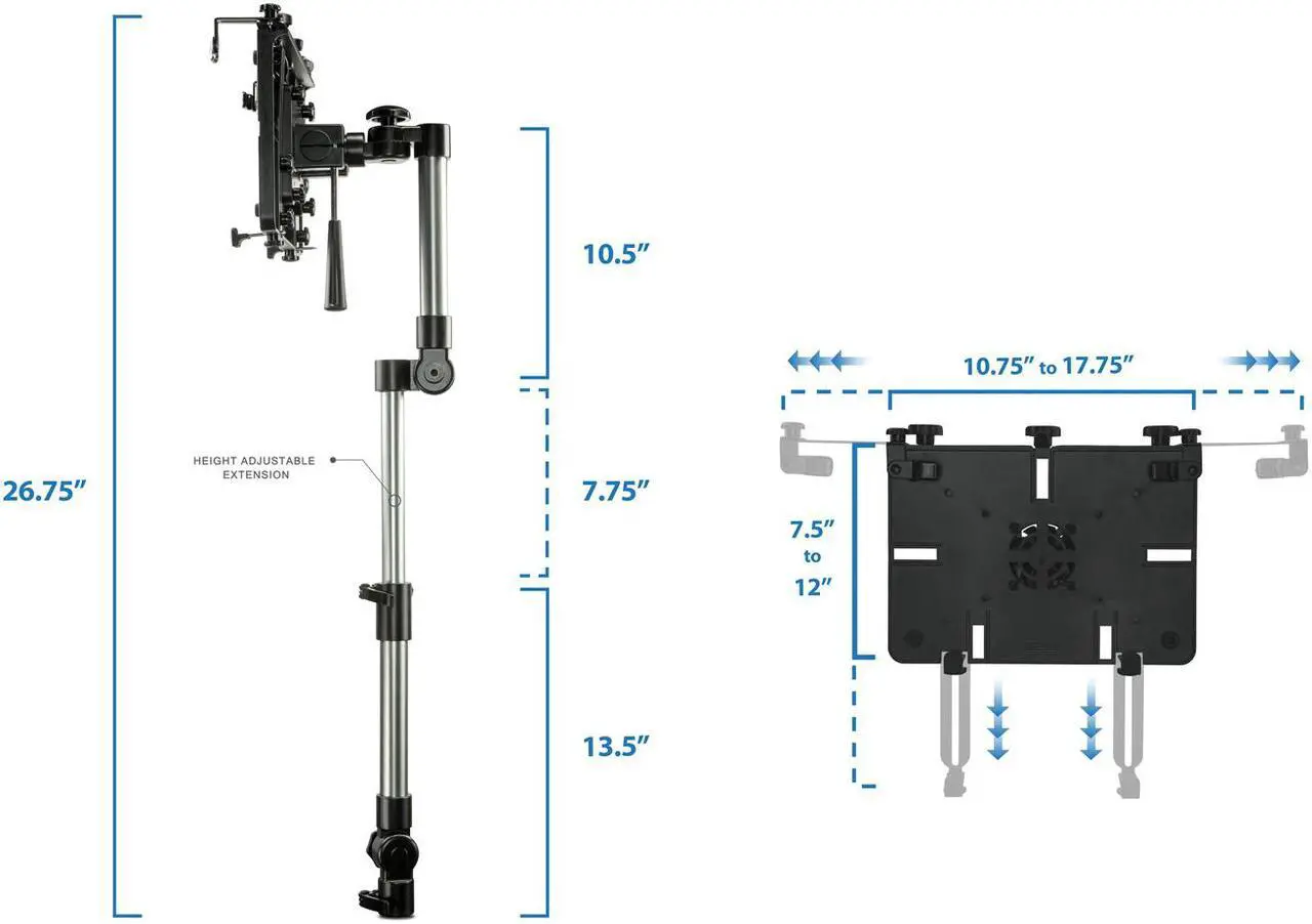 Alt view image 4 of 11 - Mount-It! Car Laptop Mount Notebook | Works with Commercial Vehicles, Trucks | Full Motion Arm Tray