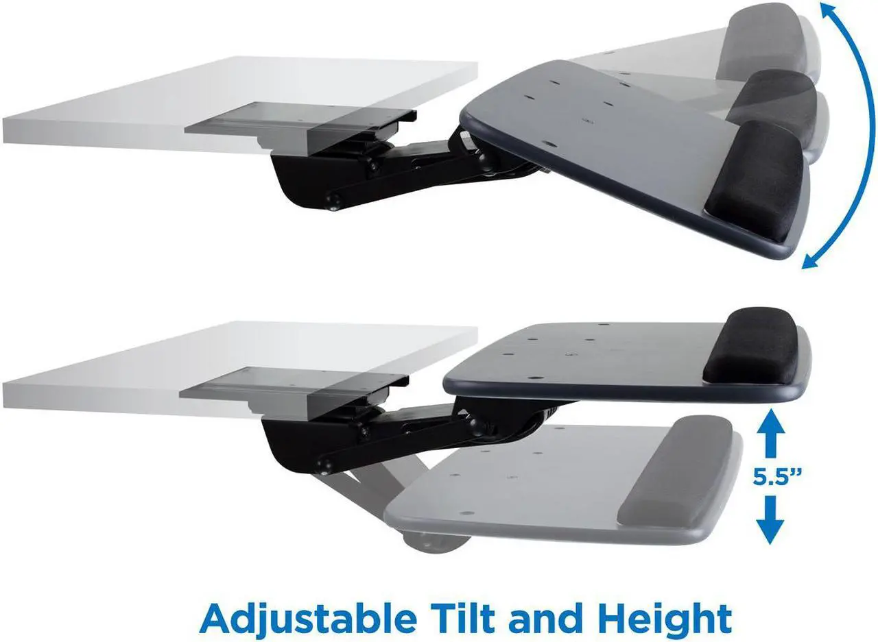 Alt view image 3 of 7 - Mount-It! Under Desk Keyboard Tray with Ergonomic Wrist Rest Pad |17.25 Inch Track