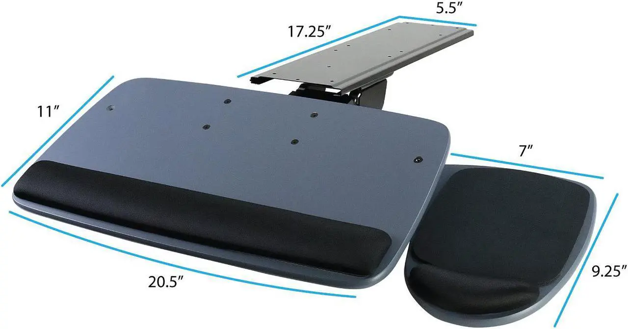 Alt view image 6 of 7 - Mount-It! Under Desk Keyboard Tray with Ergonomic Wrist Rest Pad |17.25 Inch Track