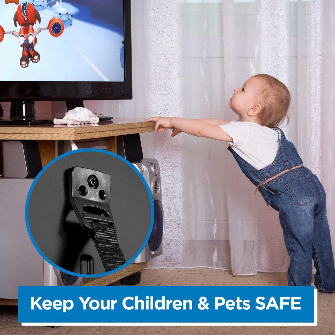 Alt view image 2 of 9 - Mount-It! Safety Straps for TV | Use for Furniture, Bookcase, Dresser and TV Stands | 2 Pack