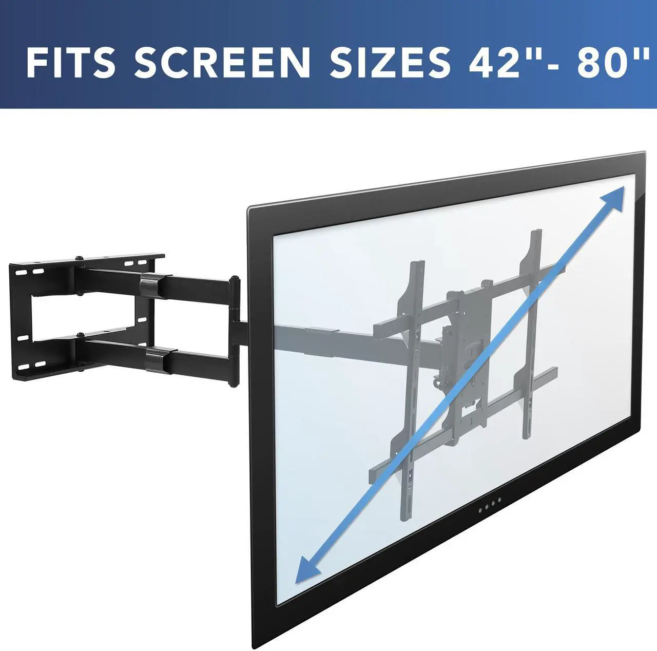 Alt view image 4 of 14 - Mount-It! Full Motion TV Mount| Fits 43"-80" TVs | 40 Inch Extension