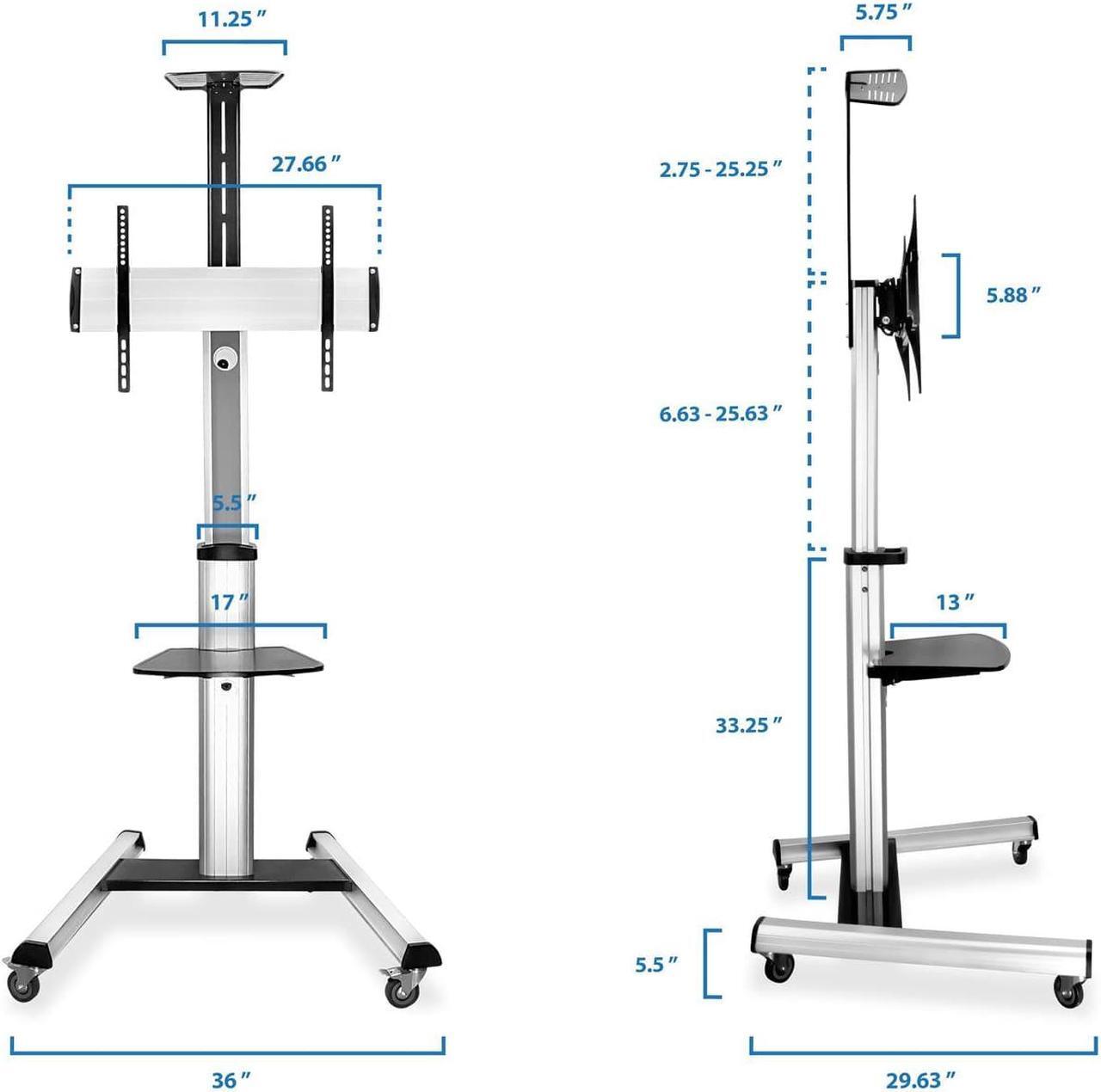 Alt view image 4 of 19 - Mount-It! TV Cart Stand | Fits 32 to 70 inch Screen Sizes | TV Mount | Mobile TV Cart | 110 lbs Capacity