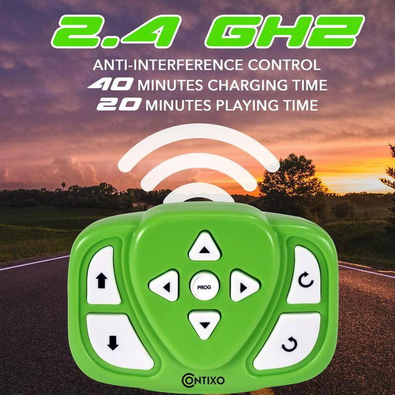 Alt view image 6 of 6 - Contixo SC3 RC Car Stunt Racer, Wheels Flip & Rotate 360°, Fast Remote Control Toy Car for Kids, AWD, 2.4GHz, Rechargeable Battery, Lights Up - Green