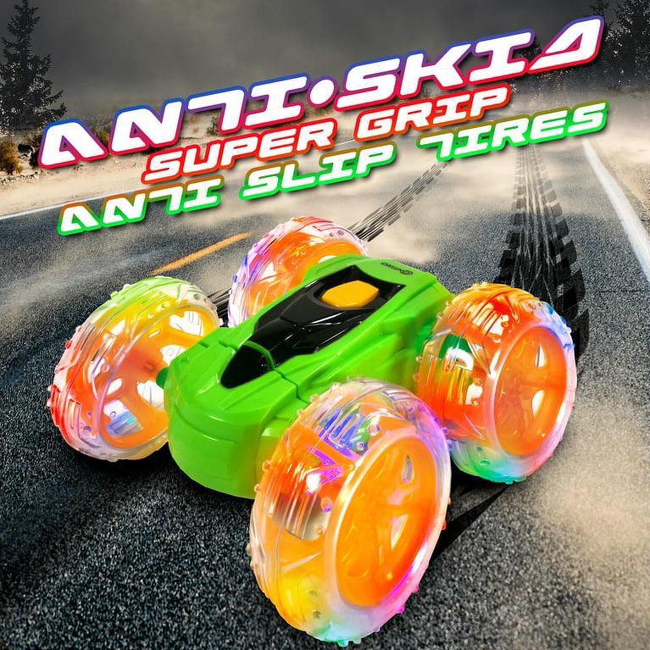 Alt view image 4 of 6 - Contixo SC3 RC Car Stunt Racer, Wheels Flip & Rotate 360°, Fast Remote Control Toy Car for Kids, AWD, 2.4GHz, Rechargeable Battery, Lights Up - Green