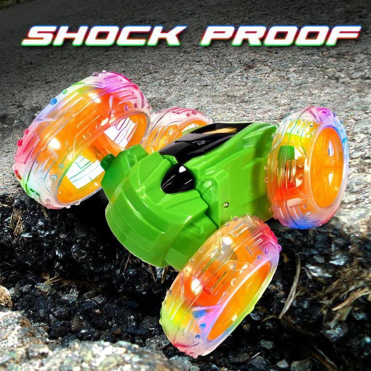 Alt view image 5 of 6 - Contixo SC3 RC Car Stunt Racer, Wheels Flip & Rotate 360°, Fast Remote Control Toy Car for Kids, AWD, 2.4GHz, Rechargeable Battery, Lights Up - Green